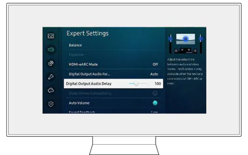 Chọn Digital Outphut Audio Delay và điều chỉnh thanh trượt